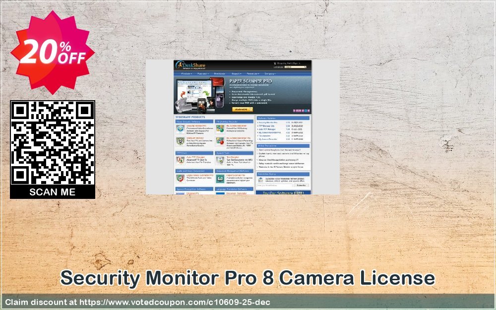 Security Monitor Pro 8 Camera Plan Coupon, discount DeskShare Coupon (10609). Promotion: Coupon for DeskShare