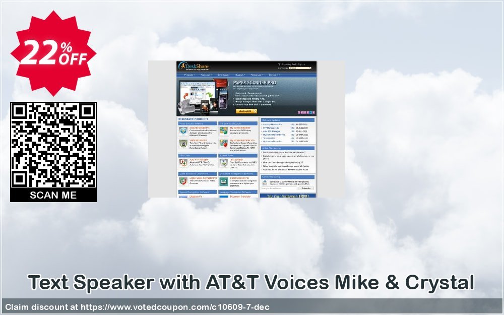 Text Speaker with AT&T Voices Mike & Crystal Coupon, discount DeskShare Coupon (10609). Promotion: Coupon for DeskShare