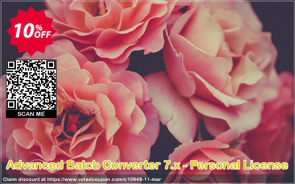 Advanced Batch Converter 7.x - Personal Plan Coupon, discount BatchConverter coupon promoiton (10948). Promotion: 60off