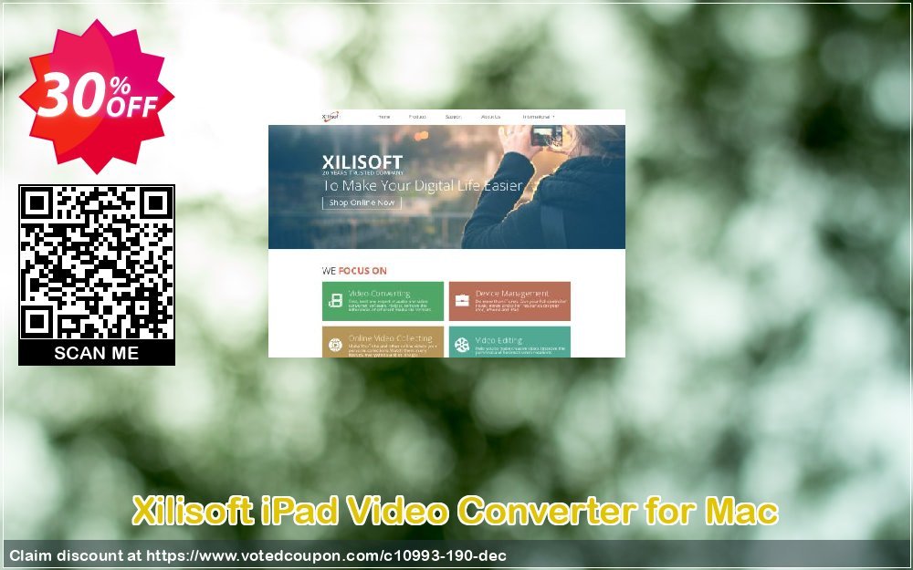 Xilisoft iPad Video Converter for MAC Coupon, discount 30OFF Xilisoft (10993). Promotion: Discount for Xilisoft coupon code