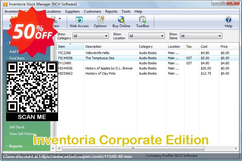 Inventoria Corporate Edition Coupon, discount NCH coupon discount 11540. Promotion: Save around 30% off the normal price