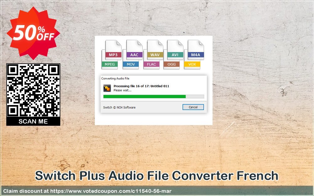 Switch Plus Audio File Converter French Coupon, discount NCH coupon discount 11540. Promotion: Save around 30% off the normal price