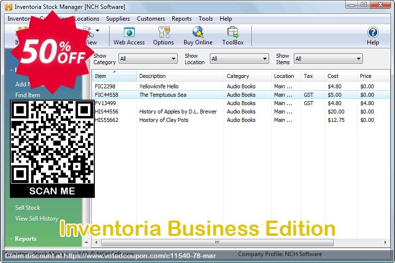 Inventoria Business Edition Coupon, discount 50% OFF Inventoria Business Edition, verified. Promotion: Super offer code of Inventoria Business Edition, tested & approved