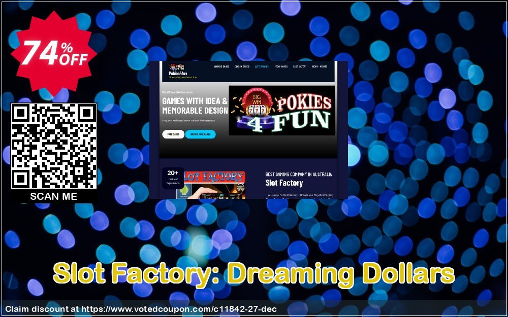Slot Factory: Dreaming Dollars Coupon, discount Games Pack 1. Promotion: Games Pack 1