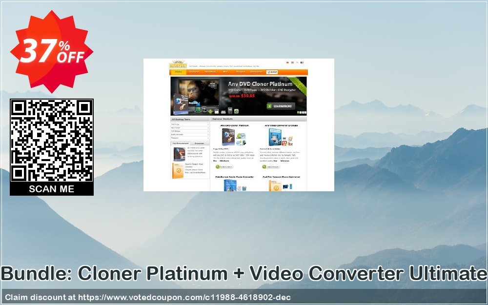 Bundle: Cloner Platinum + Video Converter Ultimate Coupon, discount Coupon from ANYDVDCL any-dvd-cloner.com. Promotion: 