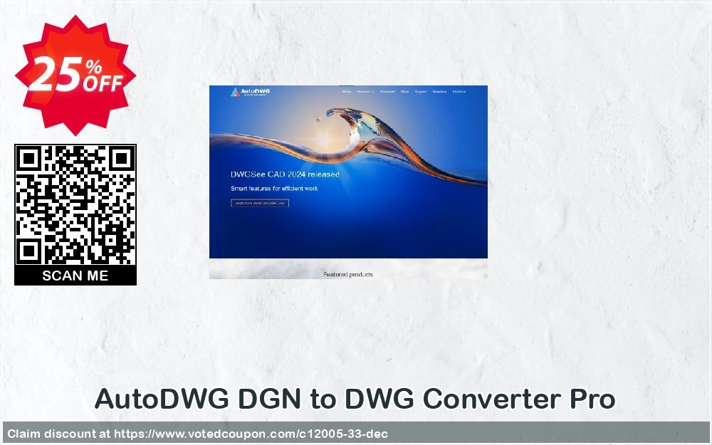 AutoDWG DGN to DWG Converter Pro Coupon, discount 25% AutoDWG (12005). Promotion: 10% Discount from AutoDWG (12005)