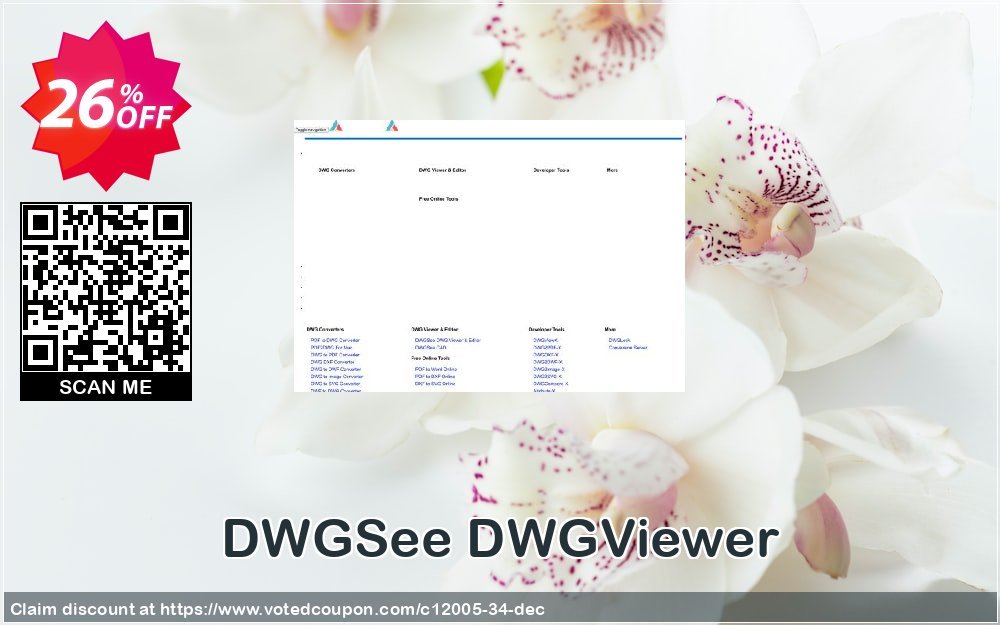 DWGSee DWGViewer Coupon, discount 25% AutoDWG (12005). Promotion: 10% Discount from AutoDWG (12005)