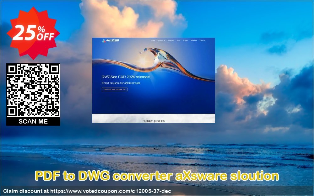 PDF to DWG converter aXsware sloution Coupon, discount 25% AutoDWG (12005). Promotion: 10% Discount from AutoDWG (12005)