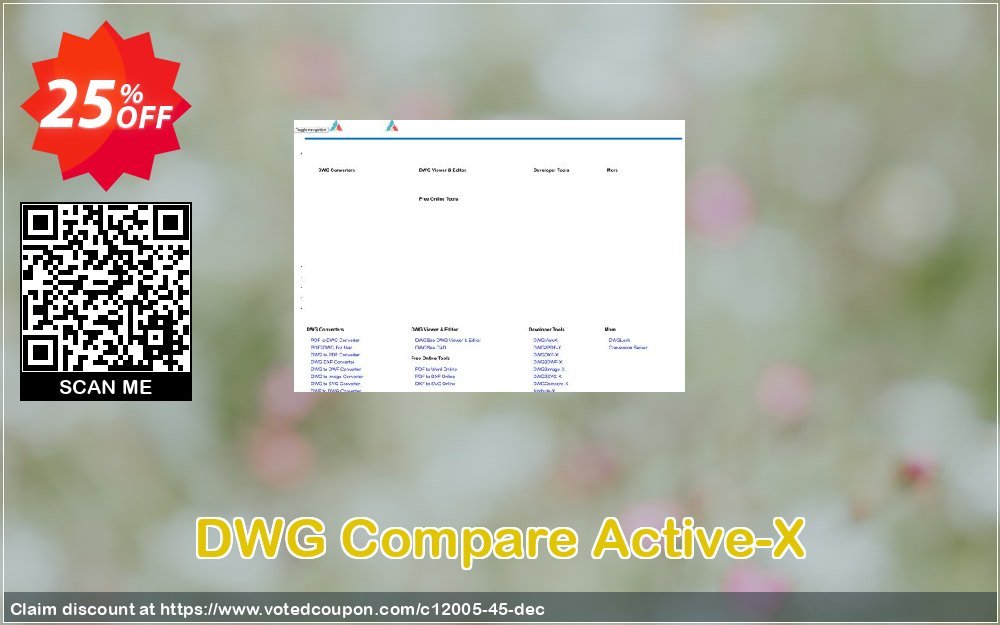 DWG Compare Active-X Coupon, discount 25% AutoDWG (12005). Promotion: 10% Discount from AutoDWG (12005)