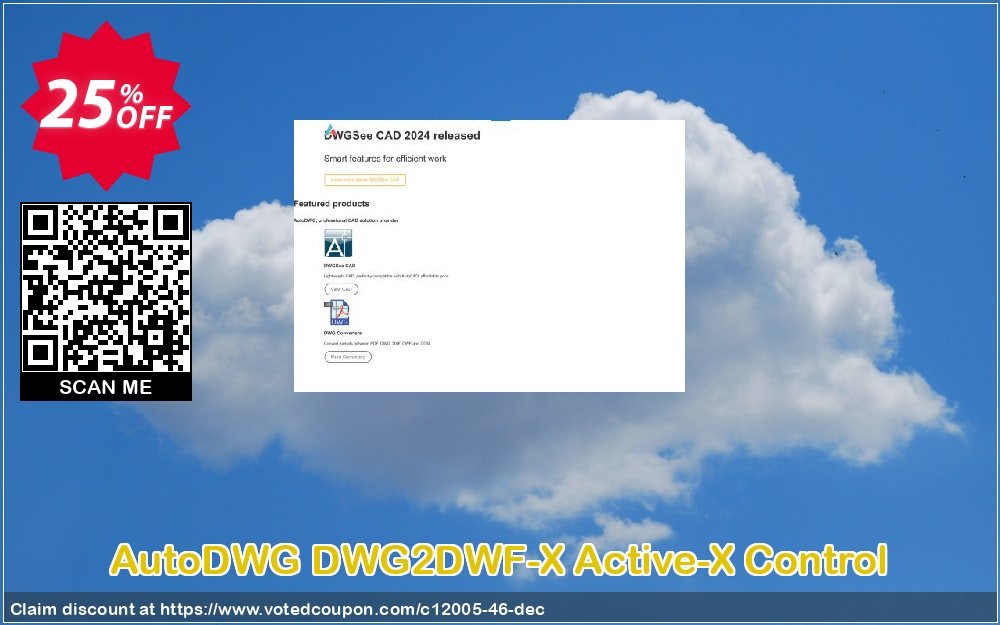 AutoDWG DWG2DWF-X Active-X Control Coupon, discount 25% AutoDWG (12005). Promotion: 10% Discount from AutoDWG (12005)