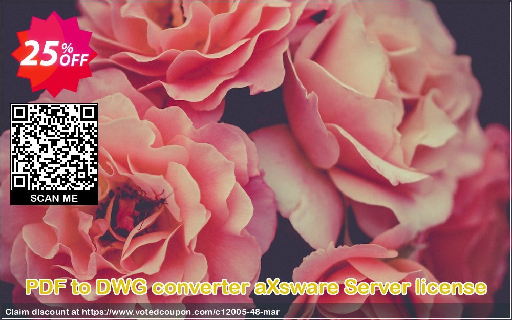 PDF to DWG converter aXsware Server Plan Coupon, discount 25% AutoDWG (12005). Promotion: 10% Discount from AutoDWG (12005)