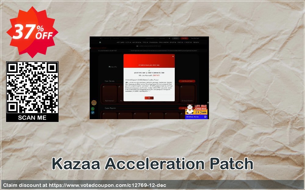 Kazaa Acceleration Patch Coupon, discount 35% discount to any of our products. Promotion: 35% discount for any of our products
