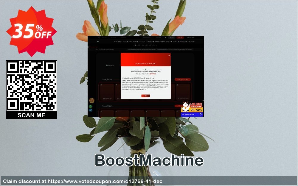 BoostMAChine Coupon, discount 35% discount to any of our products. Promotion: 35% discount for any of our products