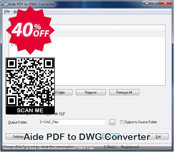 Aide PDF to DWG Converter Coupon, discount 20OFFDISCOUNT. Promotion: 20% OFF Discount