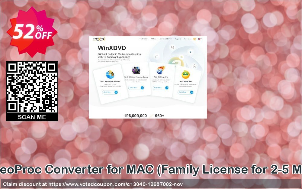 VideoProc Converter for MAC, Family Plan for 2-5 MAC  Coupon, discount 60% OFF VideoProc (Family License), verified. Promotion: Exclusive promo code of VideoProc (Family License), tested & approved