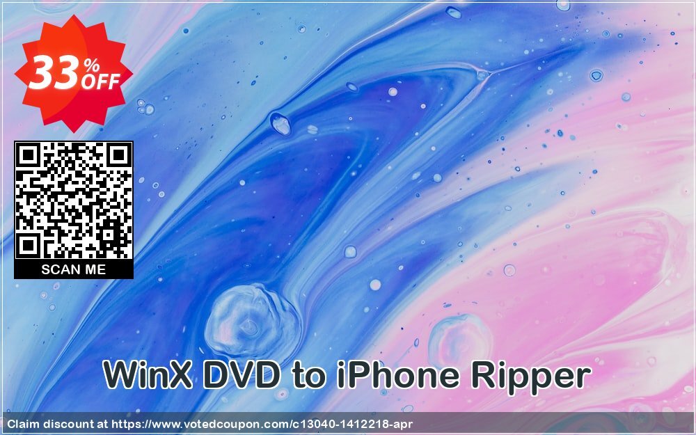 WinX DVD to iPhone Ripper Coupon, discount WinX DVD to iPhone Ripper exclusive discounts code 2024. Promotion: exclusive discounts code of WinX DVD to iPhone Ripper 2024