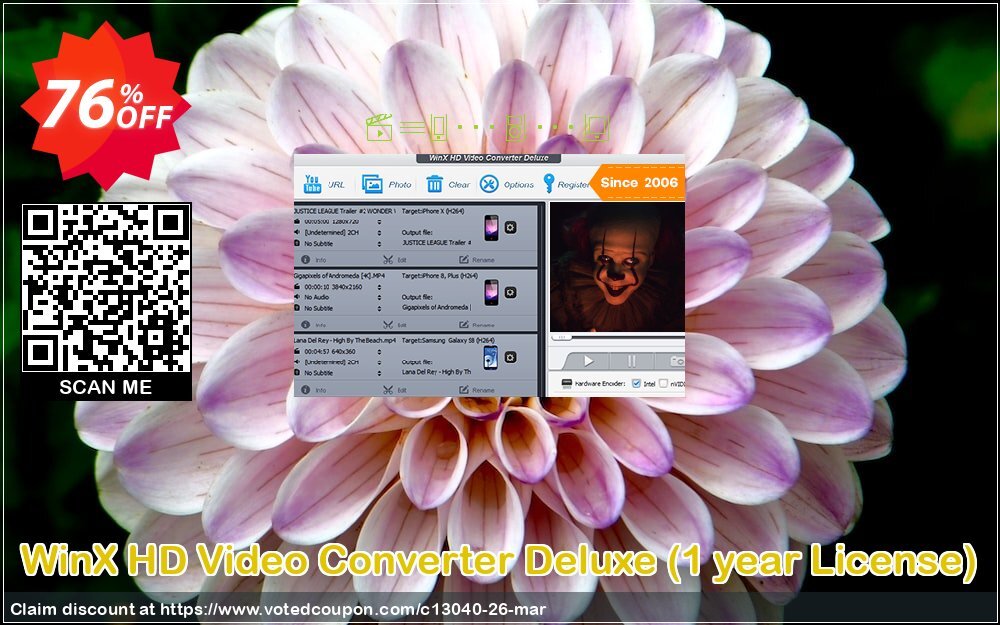 WinX HD Video Converter Deluxe, Yearly Plan Coupon, discount 75% OFF WinX HD Video Converter Deluxe (1 year License), verified. Promotion: Exclusive promo code of WinX HD Video Converter Deluxe (1 year License), tested & approved