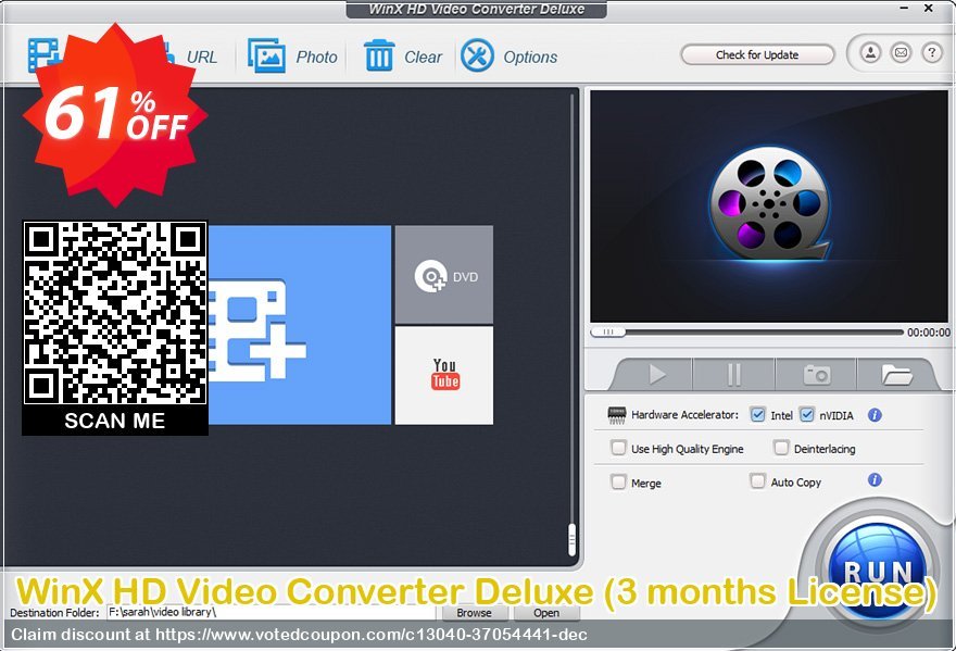 WinX HD Video Converter Deluxe, 3 months Plan  Coupon, discount 65% OFF WinX HD Video Converter Deluxe (3 months License), verified. Promotion: Exclusive promo code of WinX HD Video Converter Deluxe (3 months License), tested & approved