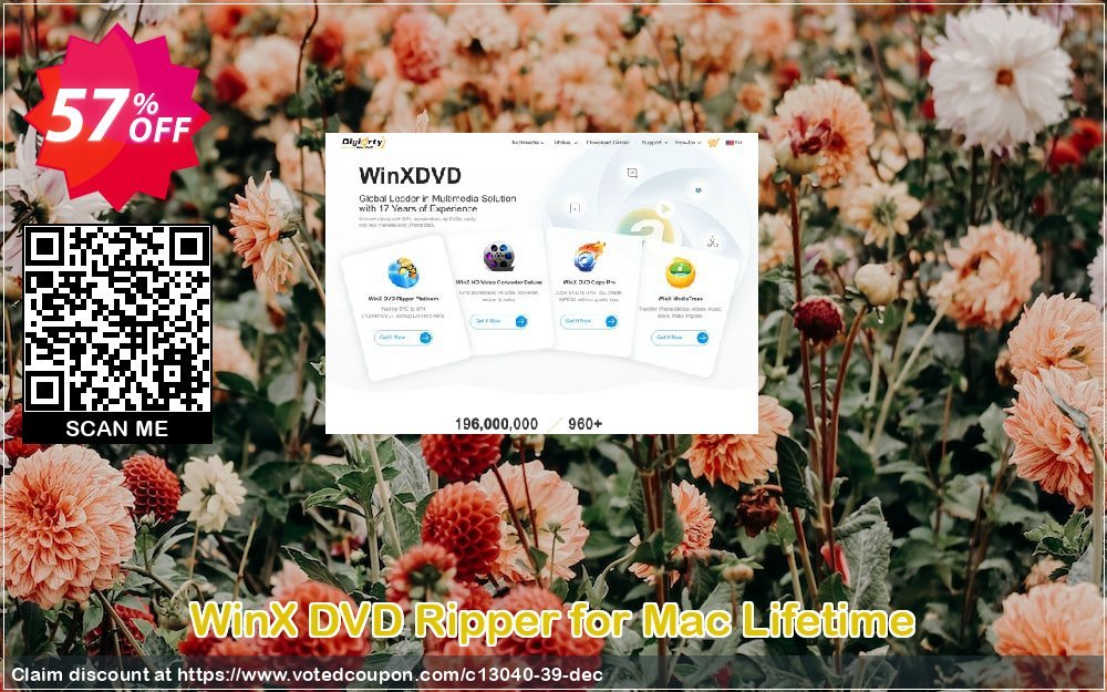 WinX DVD Ripper for MAC Lifetime Coupon, discount Special Offer for softwarediscounts. Promotion: 50% off for WinX DVD Ripper for Mac, DRP, DELUXE, DCP, DRM, MC