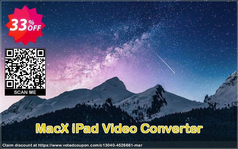 MACX iPad Video Converter Coupon, discount MacX iPad Video Converter marvelous deals code 2024. Promotion: marvelous deals code of MacX iPad Video Converter 2024