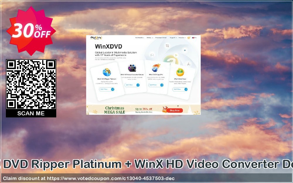 WinX DVD Ripper Platinum + WinX HD Video Converter Deluxe Coupon, discount WinX DVD Ripper Platinum + WinX HD Video Converter Deluxe special sales code 2023. Promotion: special sales code of WinX DVD Ripper Platinum + WinX HD Video Converter Deluxe 2023