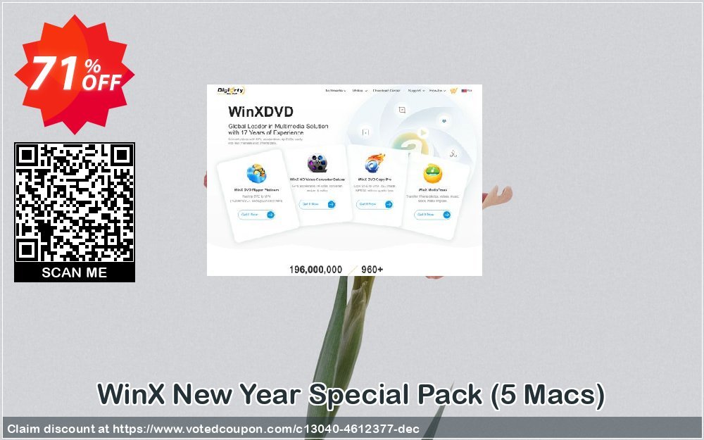WinX New Year Special Pack, 5 MACs  Coupon, discount New Year Promo. Promotion: Staggering promotions code of WinX New Year Special Pack | for 2-5 Macs 2024