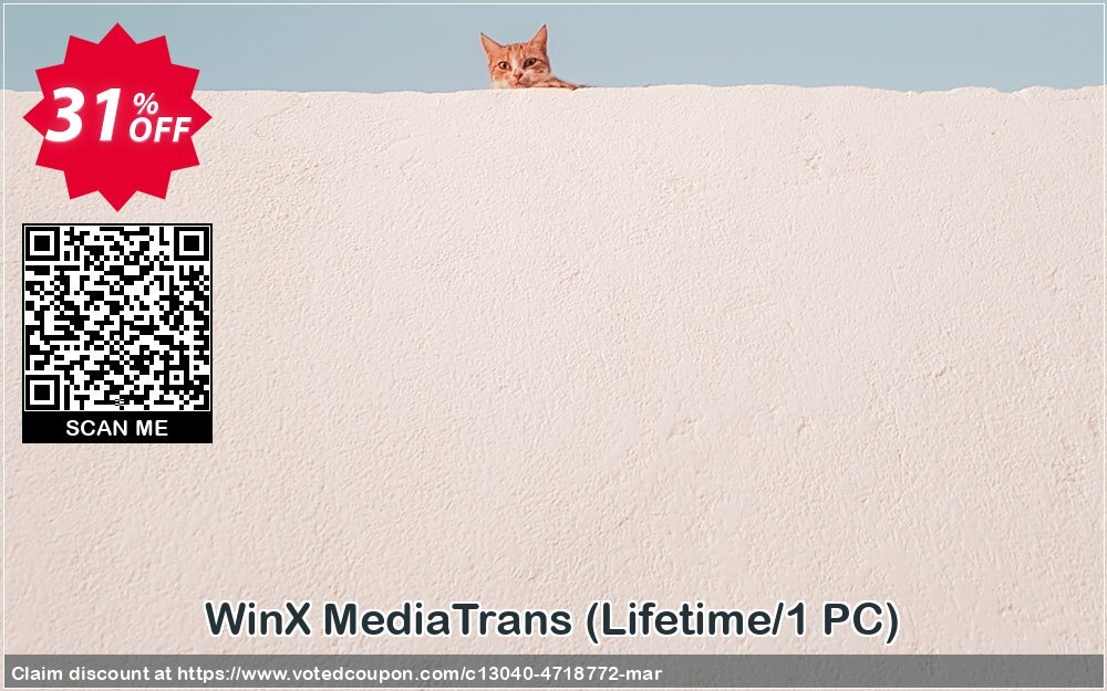 WinX MediaTrans, Lifetime/1 PC  Coupon, discount WinX MediaTrans (Lifetime License for 1 PC) staggering promo code 2024. Promotion: staggering promo code of WinX MediaTrans (Lifetime License for 1 PC) 2024