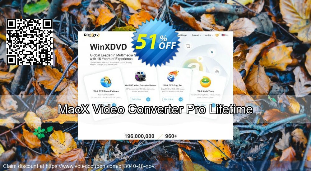 MACX Video Converter Pro Lifetime Coupon, discount Video Converter 50% OFF. Promotion: MacX video converter  Pro coupon code VCPAFFNEW50
