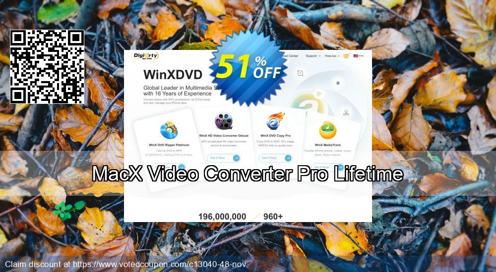MACX Video Converter Pro Lifetime Coupon, discount Video Converter 50% OFF. Promotion: MacX video converter Pro coupon code VCPAFFNEW50