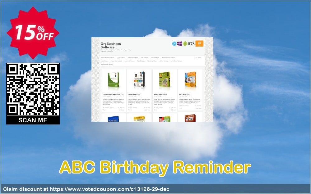 ABC Birthday Reminder Coupon, discount OrgBusiness coupon (13128). Promotion: OrgBusiness discount coupon (13128)