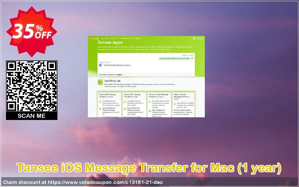 Tansee iOS Message Transfer for MAC, Yearly  Coupon, discount Tansee discount codes 13181. Promotion: Tansee discount coupon (13181)