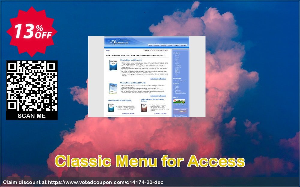 Classic Menu for Access Coupon, discount Add-in tools coupon (14174). Promotion: Addintools discount