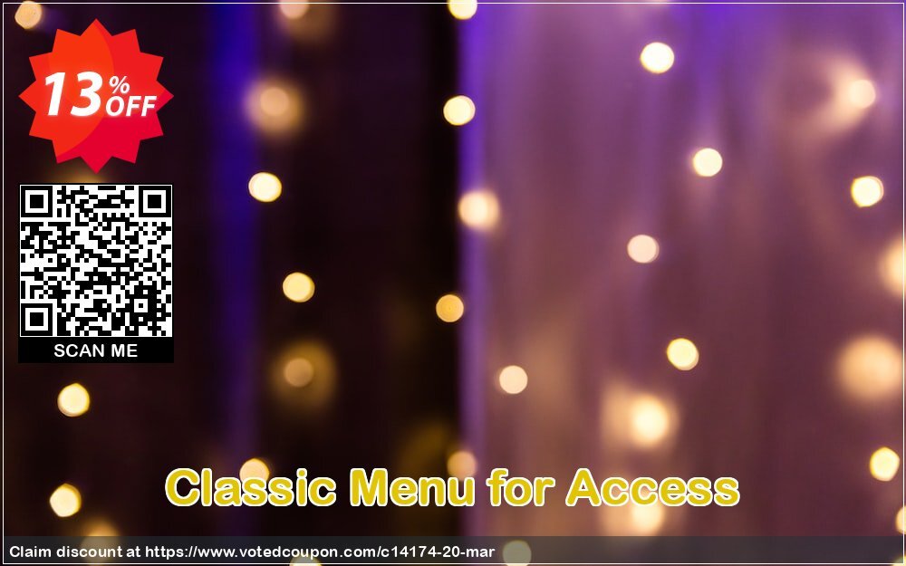 Classic Menu for Access Coupon, discount Add-in tools coupon (14174). Promotion: Addintools discount