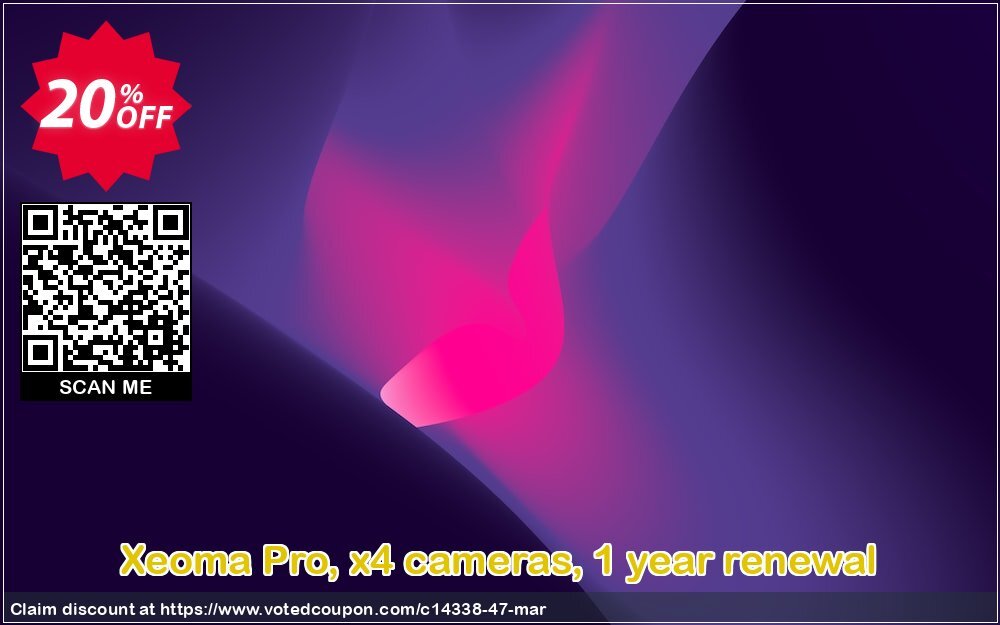 Xeoma Pro, x4 cameras, Yearly renewal Coupon Code Apr 2024, 20% OFF - VotedCoupon