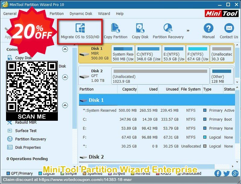 MiniTool Partition Wizard Enterprise Coupon, discount 20% off. Promotion: reseller 20% off