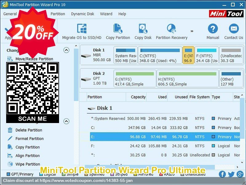 MiniTool Partition Wizard Pro Ultimate voted-on promotion codes