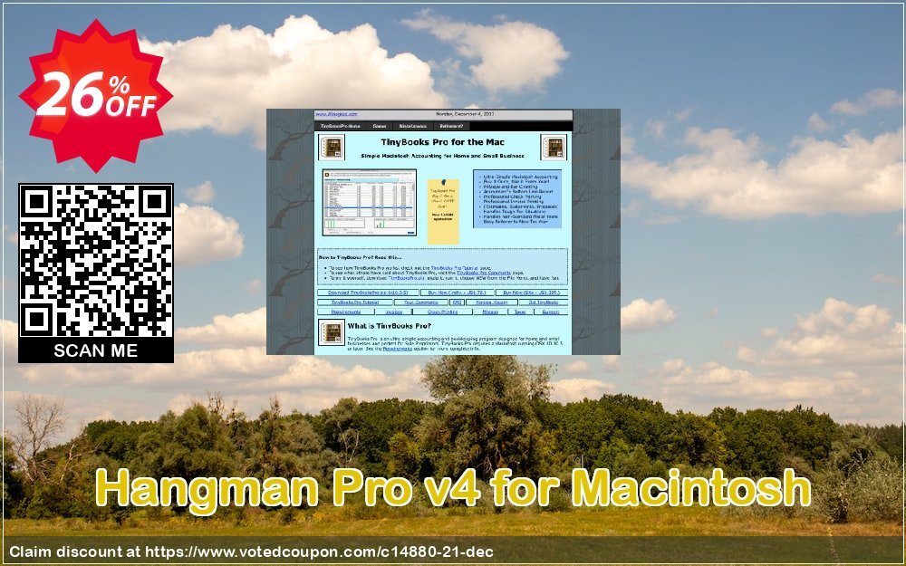 Hangman Pro v4 for MACintosh Coupon, discount TinyBooks discount 14880. Promotion: TinyBooks discount 14880
