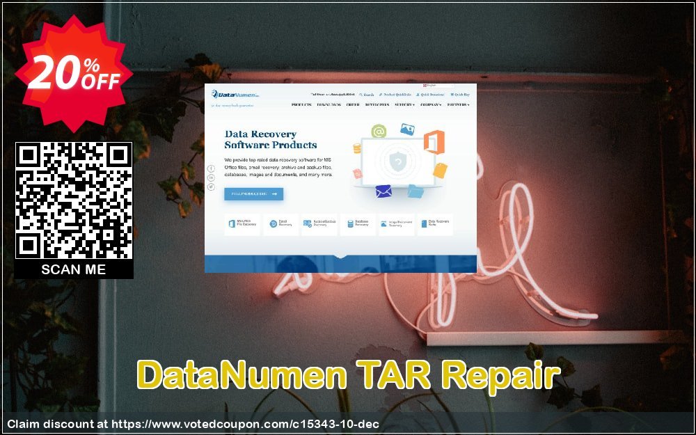 DataNumen TAR Repair Coupon, discount Education Coupon. Promotion: Coupon for educational and non-profit organizations