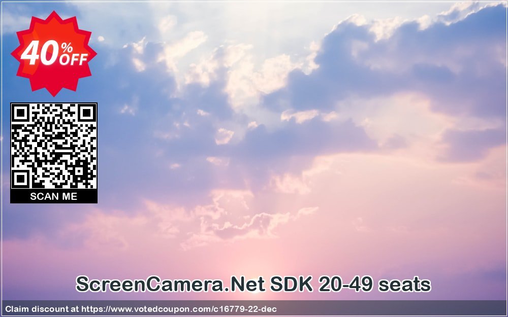 ScreenCamera.Net SDK 20-49 seats Coupon, discount GLOBAL40PERCENT. Promotion: 90% Discount