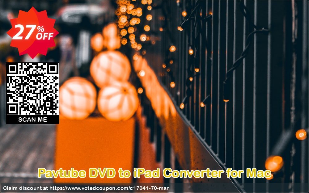 Pavtube DVD to iPad Converter for MAC Coupon, discount Pavtube Studio discount coupon (17041). Promotion: Pavtube Studio coupon codes (17041)