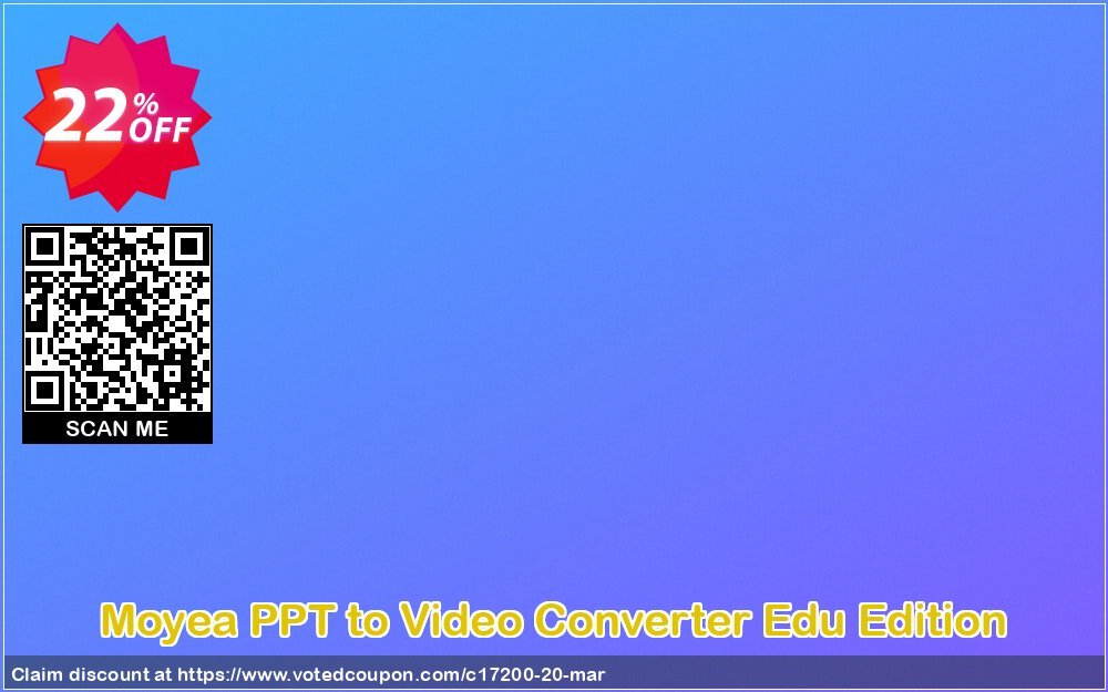 Moyea PPT to Video Converter Edu Edition Coupon, discount Moyea coupon codes (17200). Promotion: Moyea software coupon (17200)