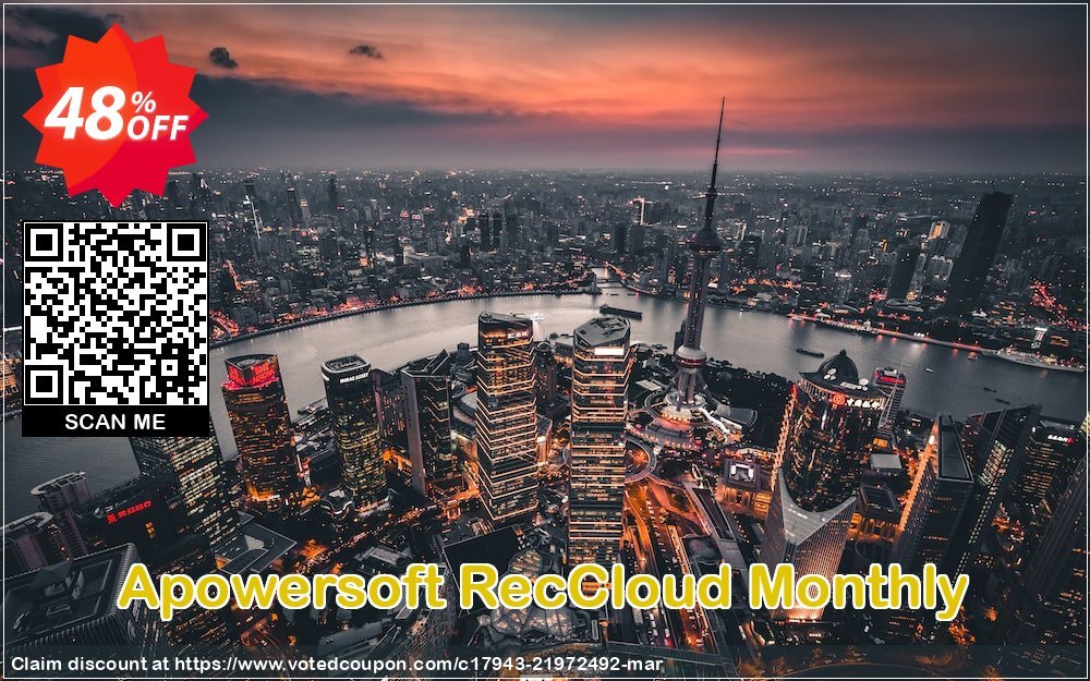 Apowersoft RecCloud Monthly Coupon, discount RecCloud Monthly Subscription Hottest promo code 2024. Promotion: Hottest promo code of RecCloud Monthly Subscription 2024