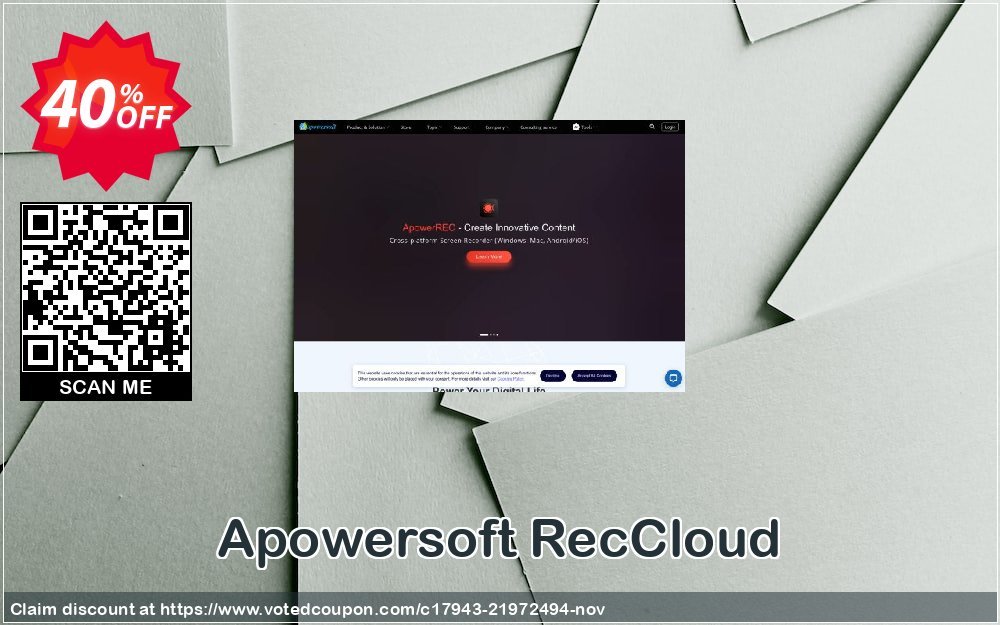 Apowersoft RecCloud Coupon, discount RecCloud Yearly Subscription wonderful deals code 2023. Promotion: wonderful deals code of RecCloud Yearly Subscription 2023