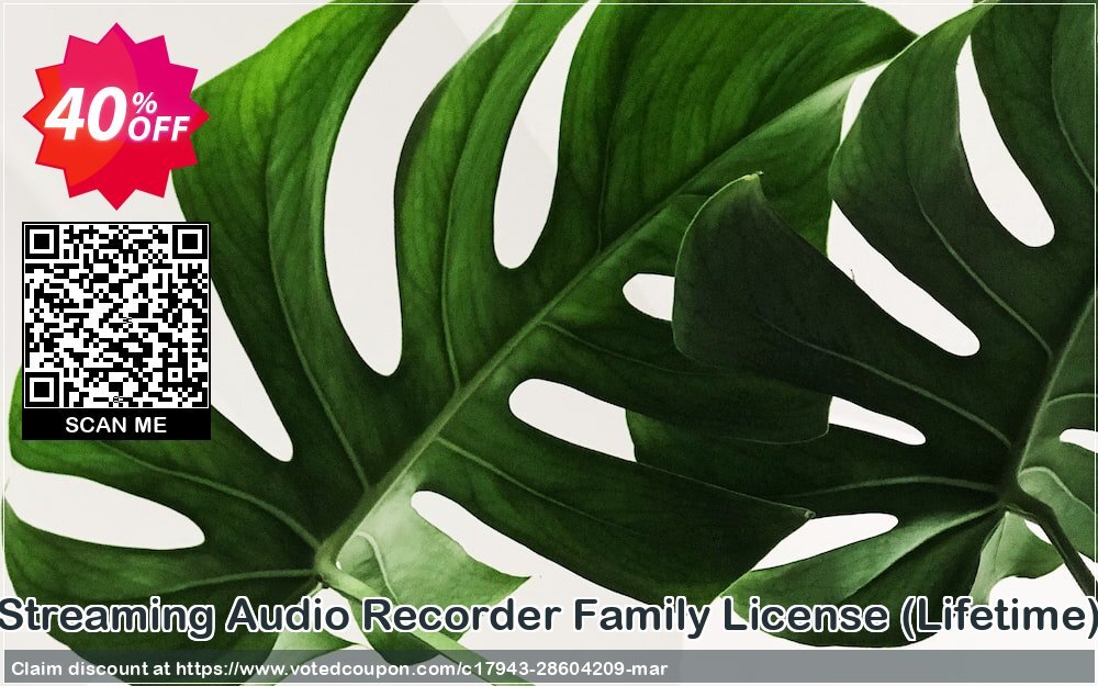 Streaming Audio Recorder Family Plan, Lifetime  Coupon, discount Streaming Audio Recorder Family License (Lifetime) Dreaded promotions code 2024. Promotion: Dreaded promotions code of Streaming Audio Recorder Family License (Lifetime) 2024