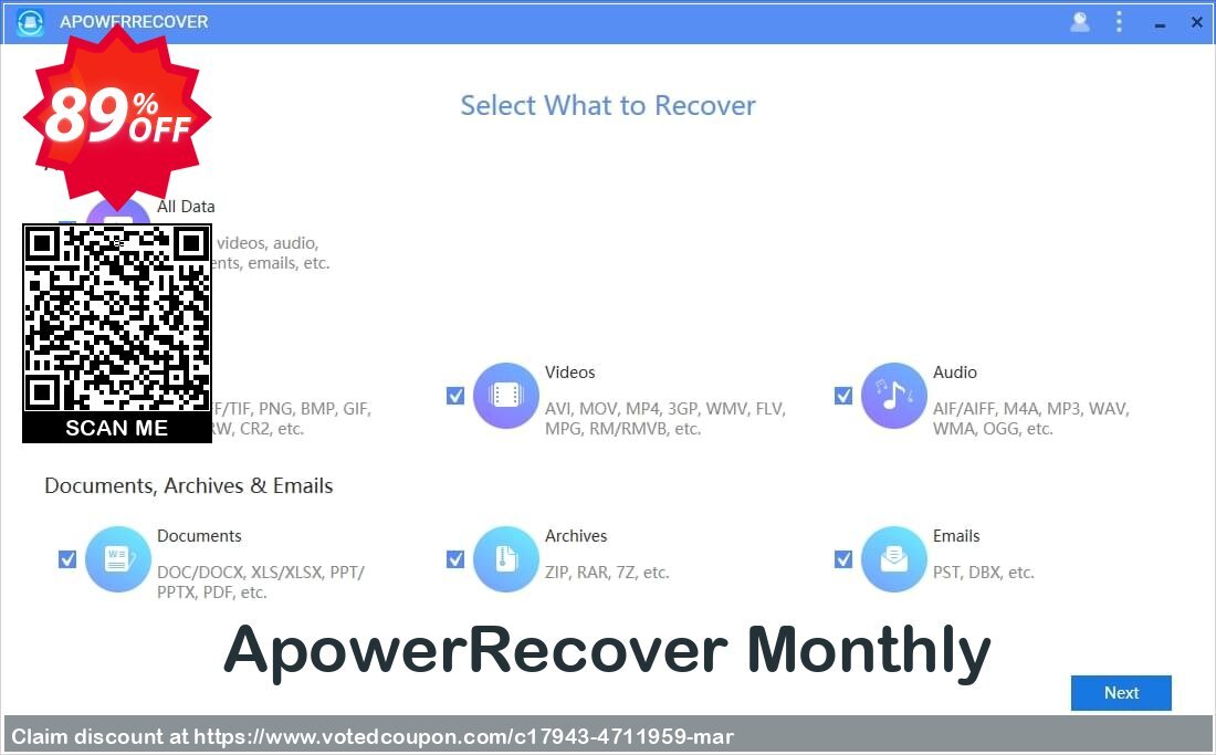 ApowerRecover Monthly Coupon Code May 2024, 89% OFF - VotedCoupon