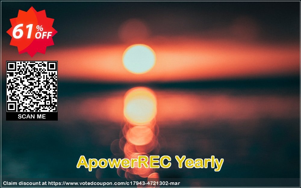 ApowerREC Yearly Coupon, discount ApowerREC Personal License (Yearly Subscription) imposing deals code 2025. Promotion: stunning promotions code of ApowerREC Personal License (Yearly Subscription) 2024