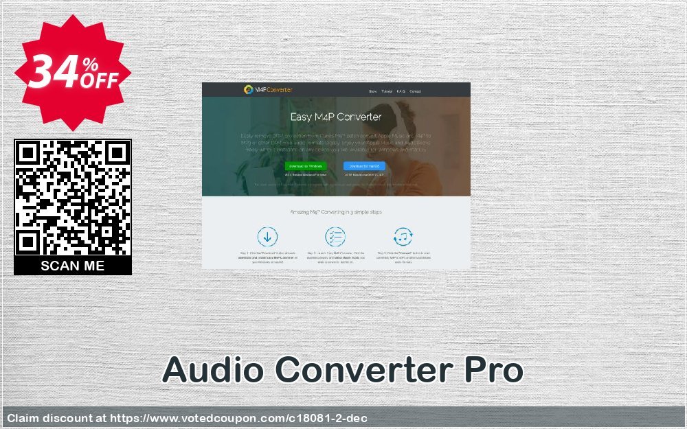 Audio Converter Pro Coupon, discount Audio Converter Pro, M4P Converter, M4P to MP3 coupon (18081. Promotion: Audio Converter discount (18081)
