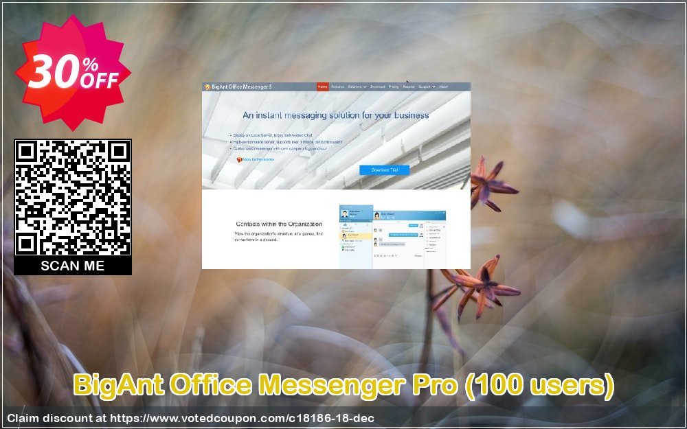 BigAnt Office Messenger Pro, 100 users  Coupon, discount up to 20 user license. Promotion: 