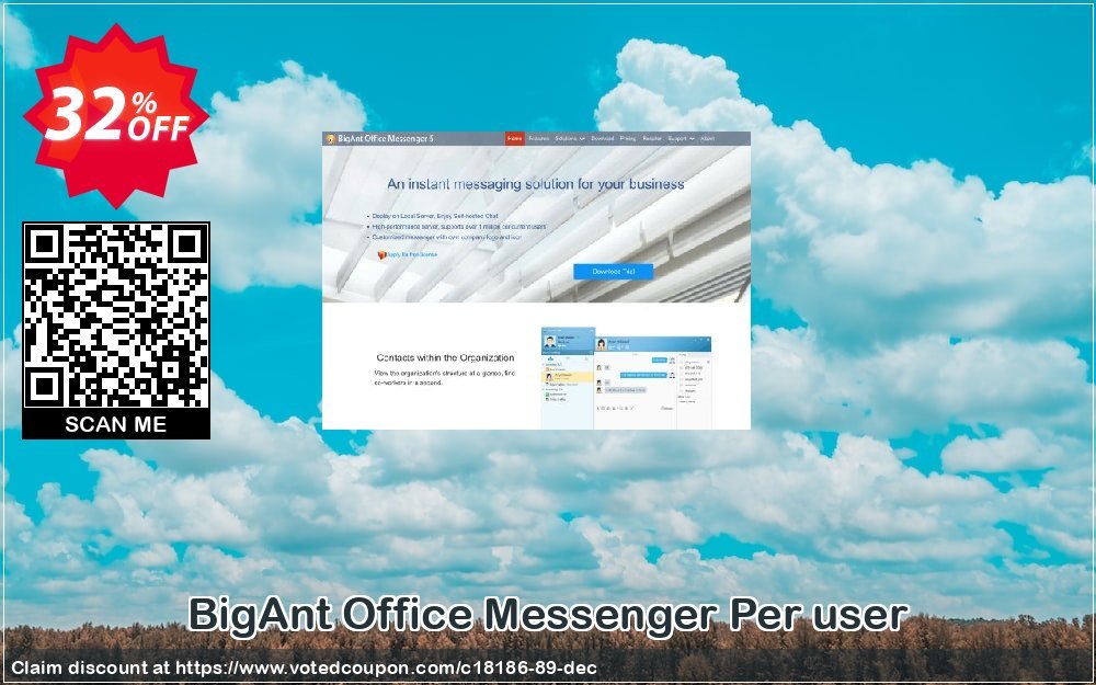 BigAnt Office Messenger Per user Coupon, discount up to 20 user license. Promotion: 