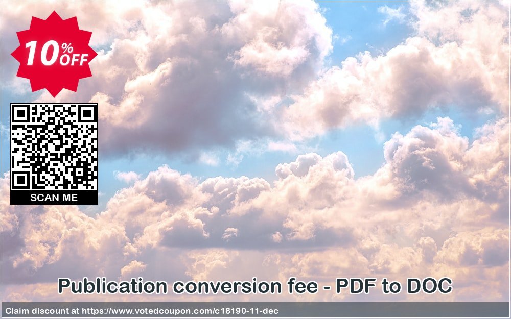 Publication conversion fee - PDF to DOC Coupon, discount 10% AXPDF Software LLC (18190). Promotion: Promo codes from AXPDF Software